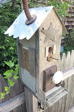 DIY birdhouse from found parts