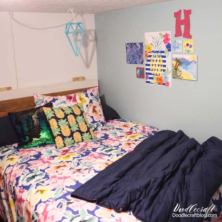 Teenage Girl Room Decor, Teen Girl Bedroom Decor, Tween Girl Wall Art Blue,  Palm Tree Print, Watercolor Heart Art, Set of 3 PRINTS OR CANVAS 