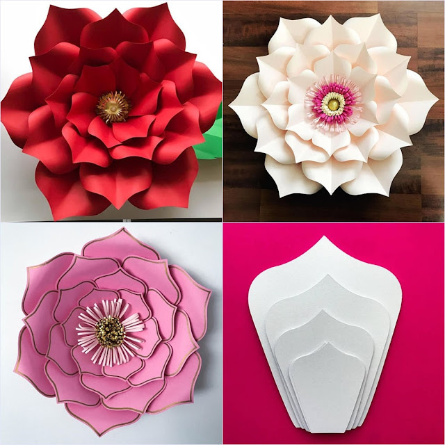Flores Gigantes de Papel com molde para imprimir - Como fazer artesanato