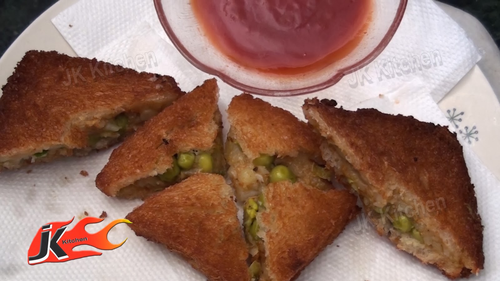 JK's Kitchen Potato Peas Toast Fry (Aloo Matar Toast ) JK's Kitchen