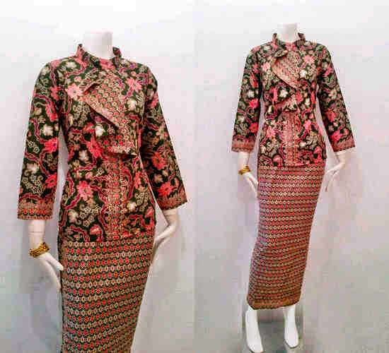  Model  Baju  Batik  Pramugari  Motif Mawar Batik  Bagoes Solo