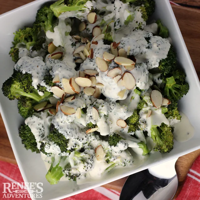 Roasted Broccoli with Garlic Cheese Sauce