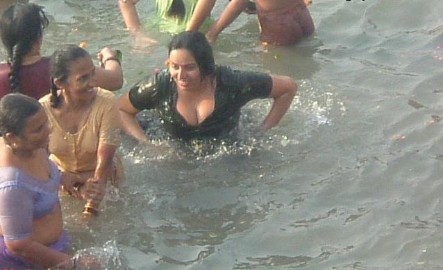 river Indian girl bathing