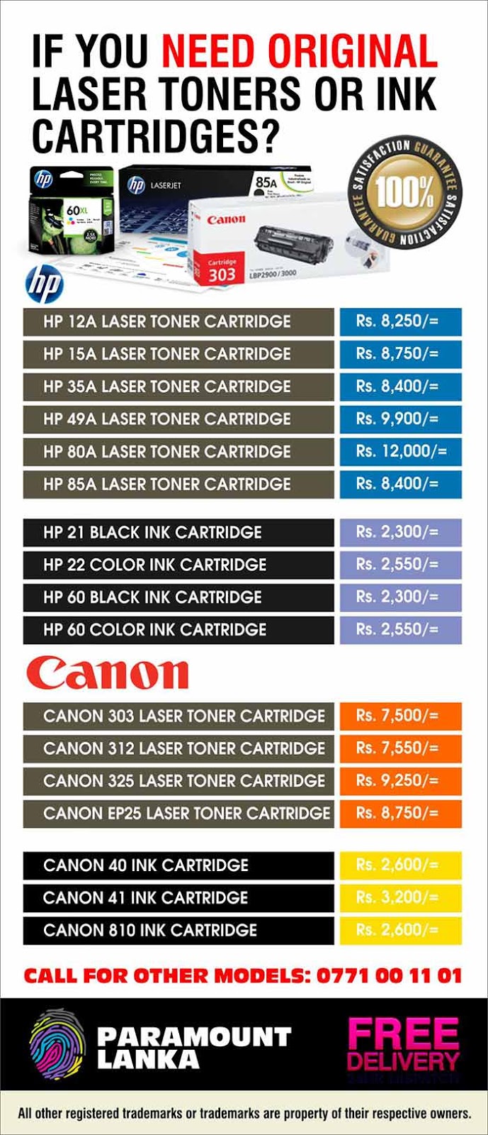 Hp Canon Samsung Dell Original Laser Toner Cartridges