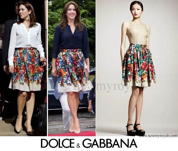 Crown Princess Mary wore Dolce & Gabbana floral skirt
