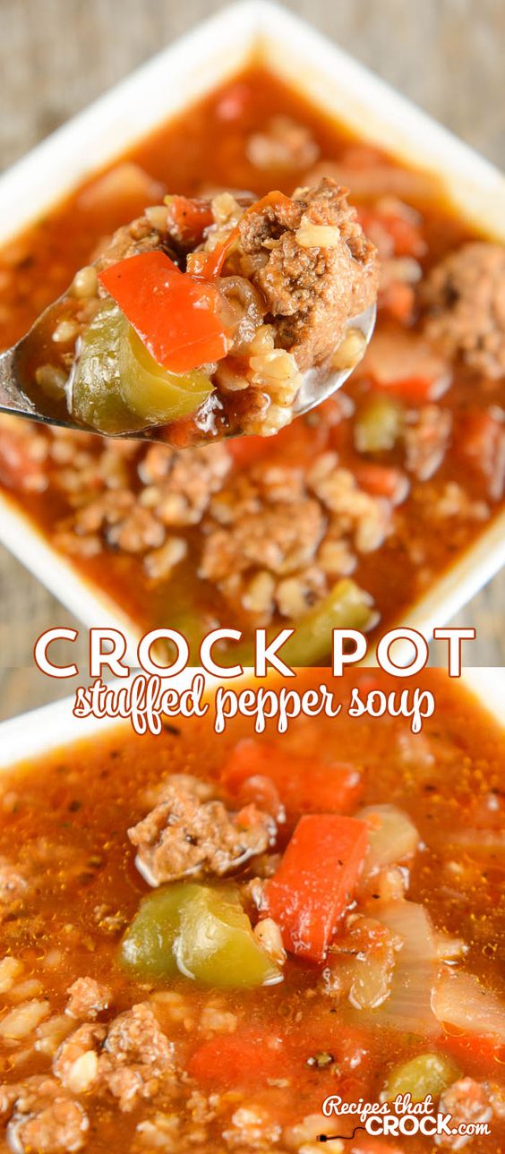 SLOW COOKER STUFFED PEPPER SOUP #slowcooker #pepper #peppersoup #soup #souprecipes #healthysouprecipes SLOW COOKER STUFFED PEPPER SOUP #slowcooker #pepper #peppersoup #soup #souprecipes #healthysouprecipes