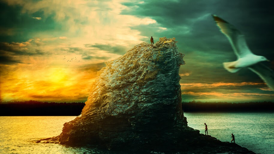 Cliff, Sea, Sunset, Scenery, 4K, #6.988