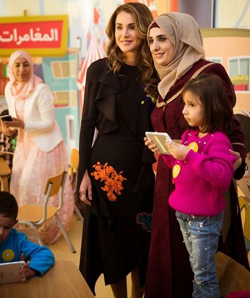 Queen Rania attended the official launch of 'Karim and Jana' a free mobile application developed by the QRF