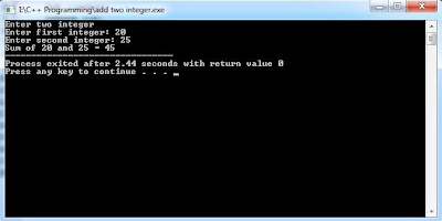 C++ Program to add two integers