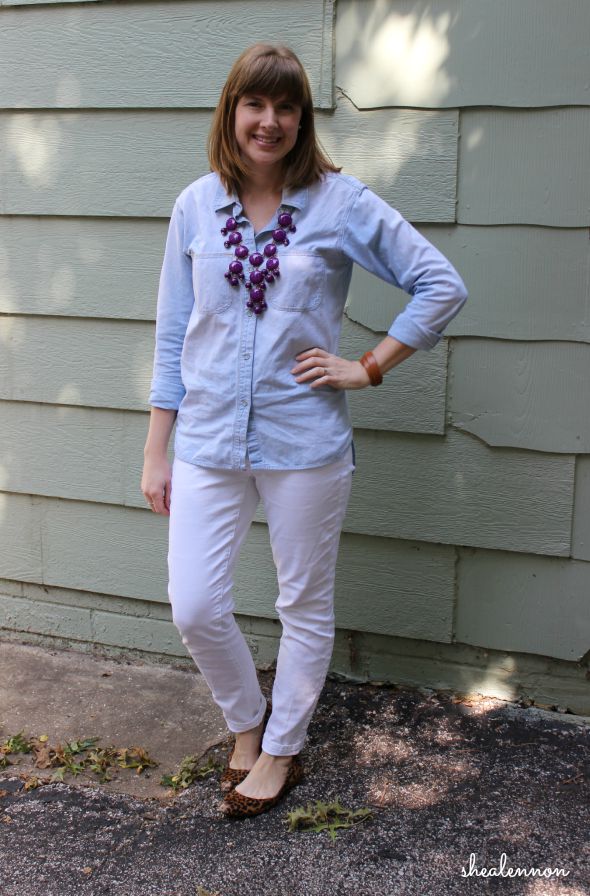 White Jeans with Chambray for Fall Transition | www.shealennon.com