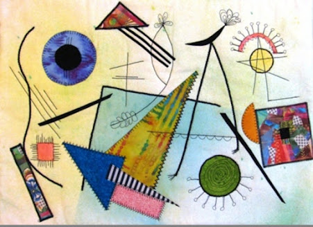 Kandinsky inspired art quilt mystic bird