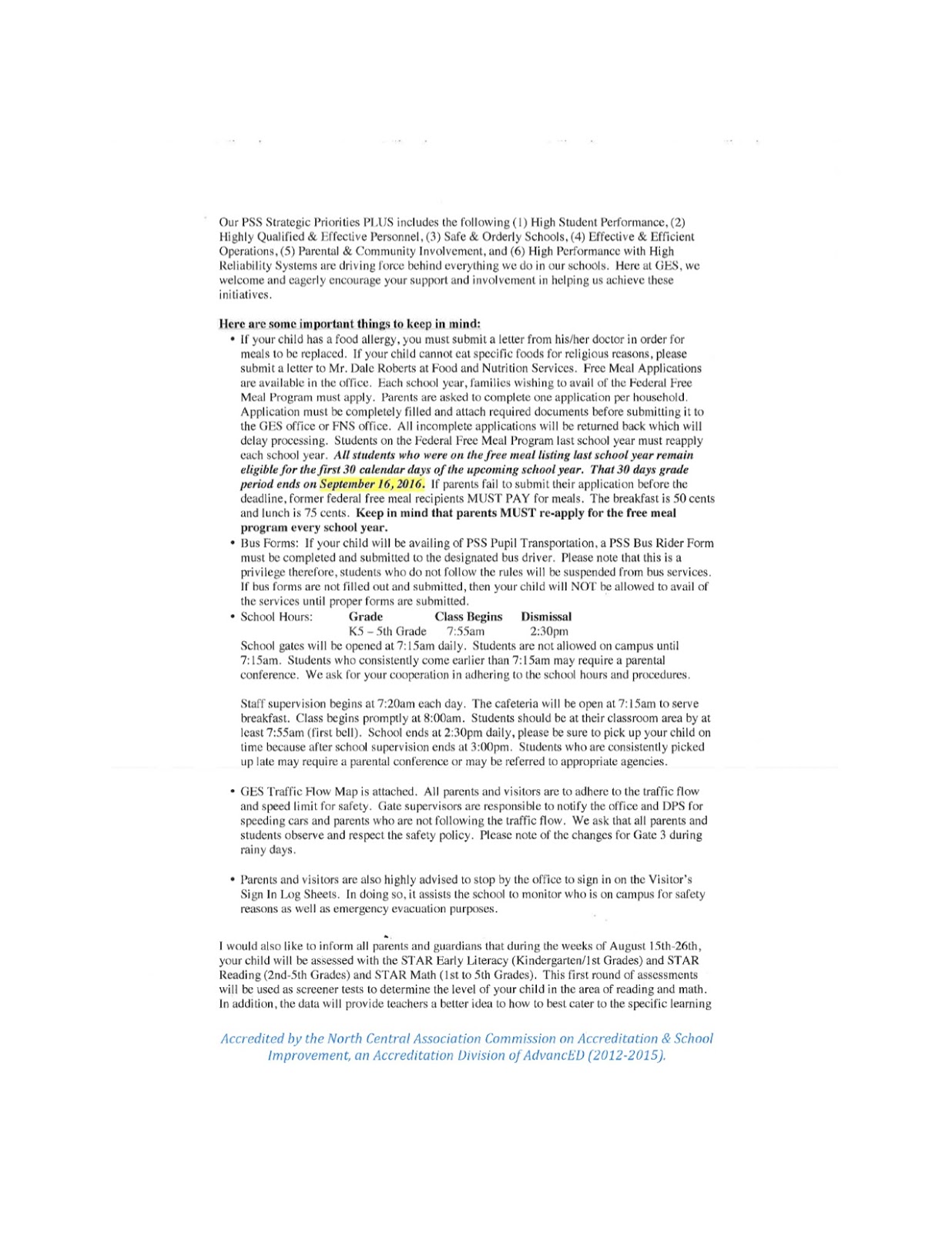welcome back school letter