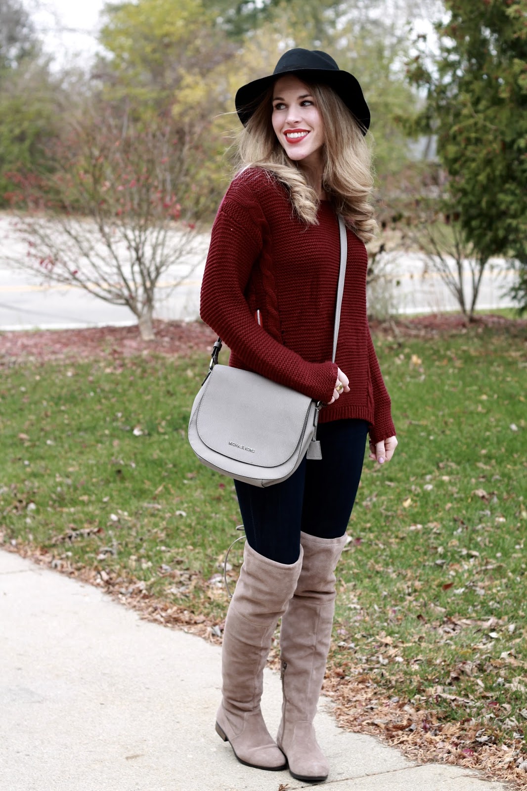Burgundy Side Zip Sweater & Confident Twosday Linkup - I do deClaire