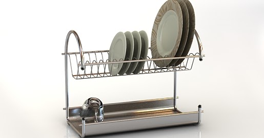Moment stainless dish drying rack 3D Model in Kitchen 3DExport
