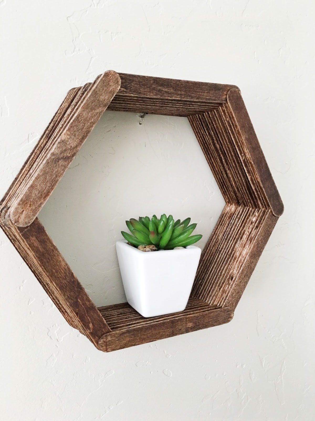 Lexi Rachelle DIY Wall Art Popsicle Stick Hexagon Shelf