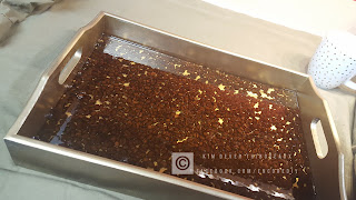 resin, glaze, diy, how-to, wooden tray, serving tray, coffee bar, coffee tray, coffee beans, encore, encorediy, embedded resin