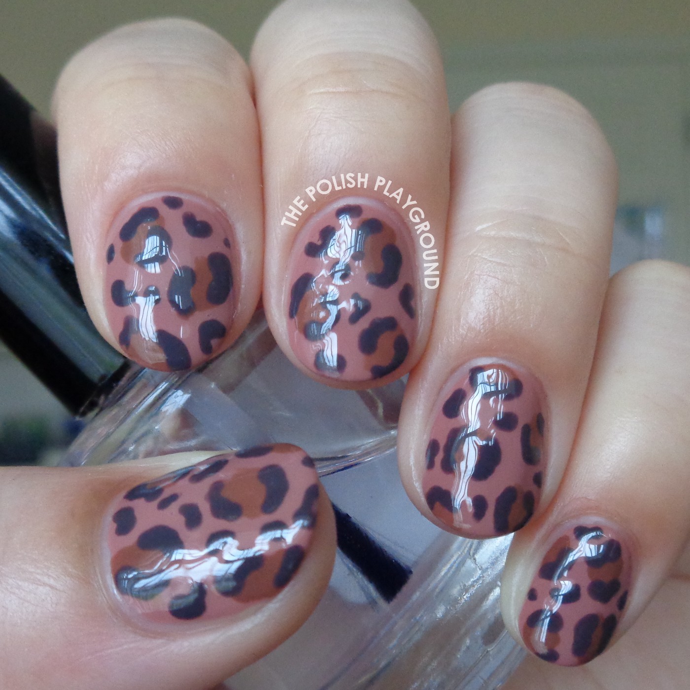 Brown and Purple Leopard Print Nail Art