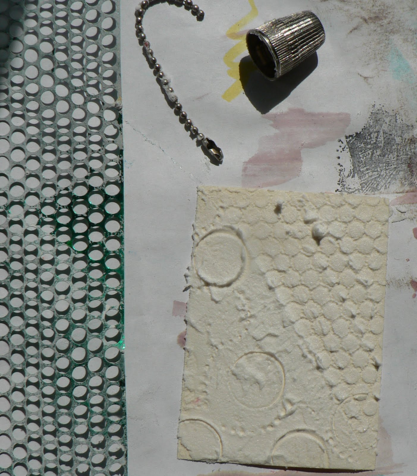 Creative Expressions Acrylic Molding Paste with pressed shapes Technique