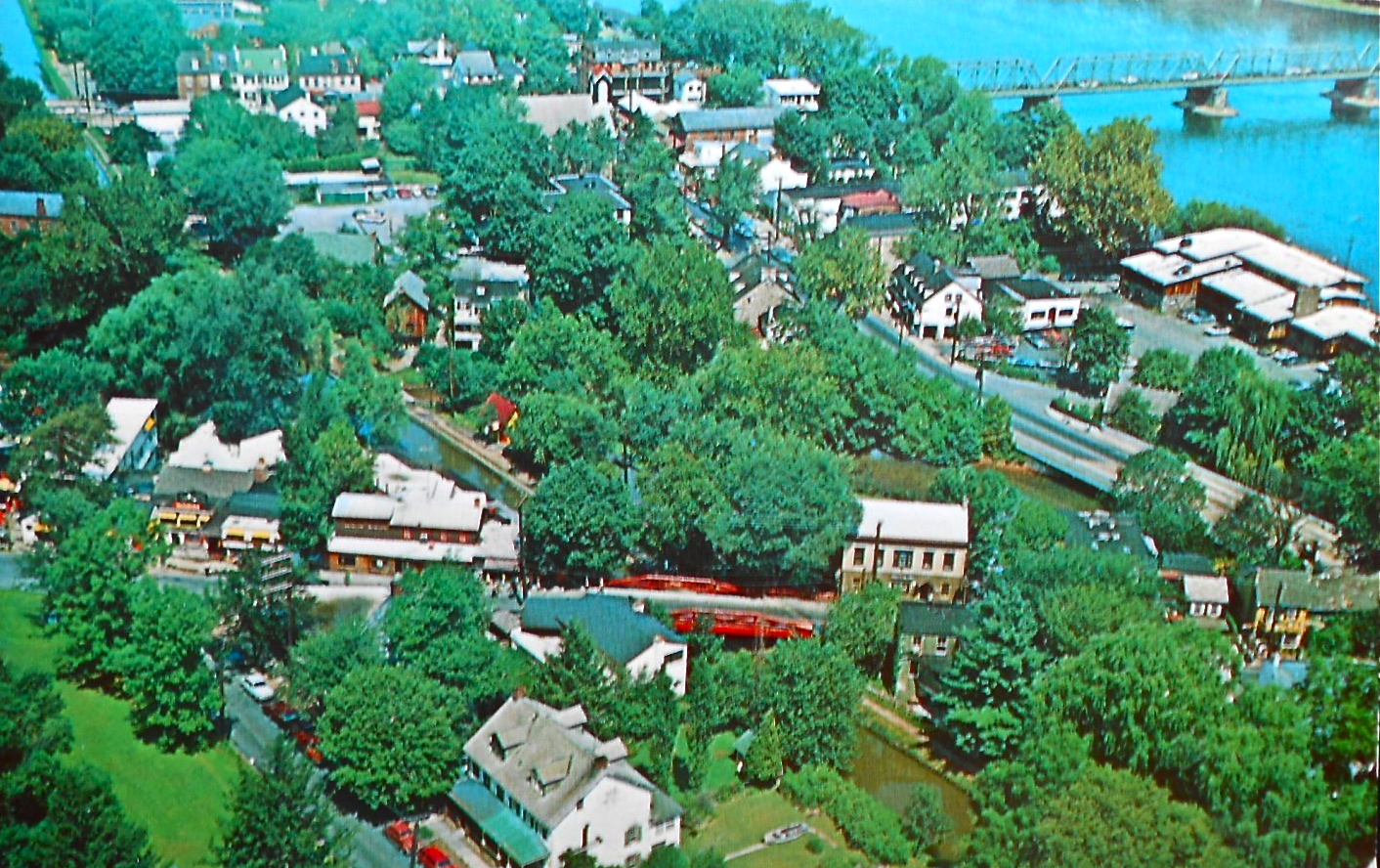 New Hope PA Aerial View of New Hope in the 1970s