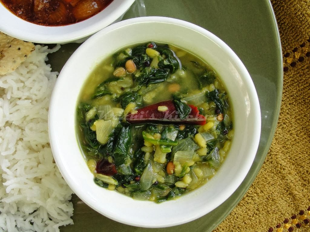 Krithi's Kitchen Keerai Kootu / Spinach Moong Dhal Stew South Indian