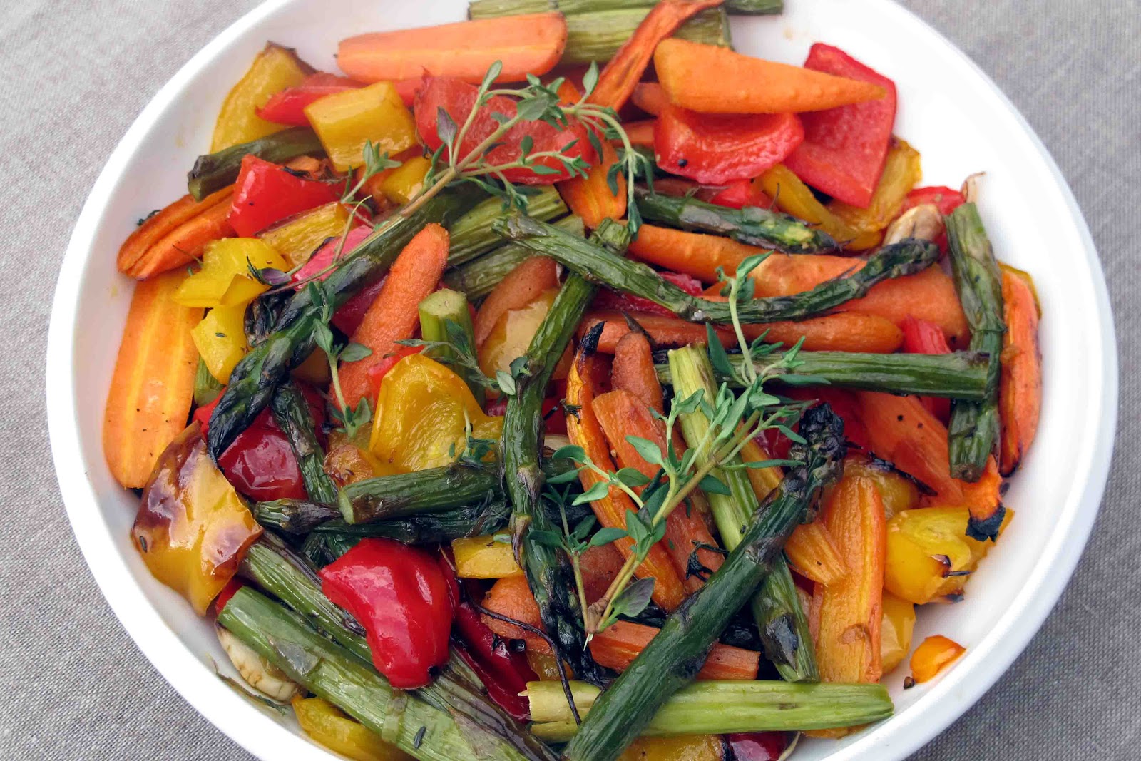 Shoot and Eat Roasted Asparagus, Peppers and Baby Carrots