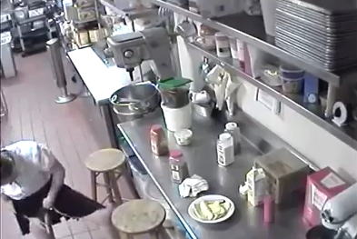 Shock video: Waitress inserts a customer's sausage inside her vagina before serving him and it was all caught on tape