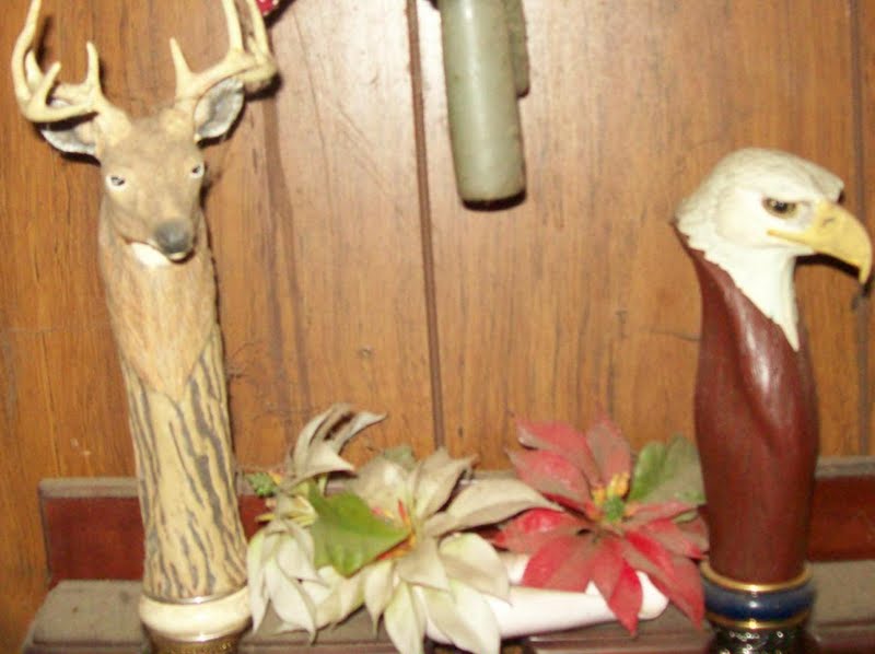 Life in a Deer Yard WOODEN CANES WITH (EAGLE and DEER HANDLES)