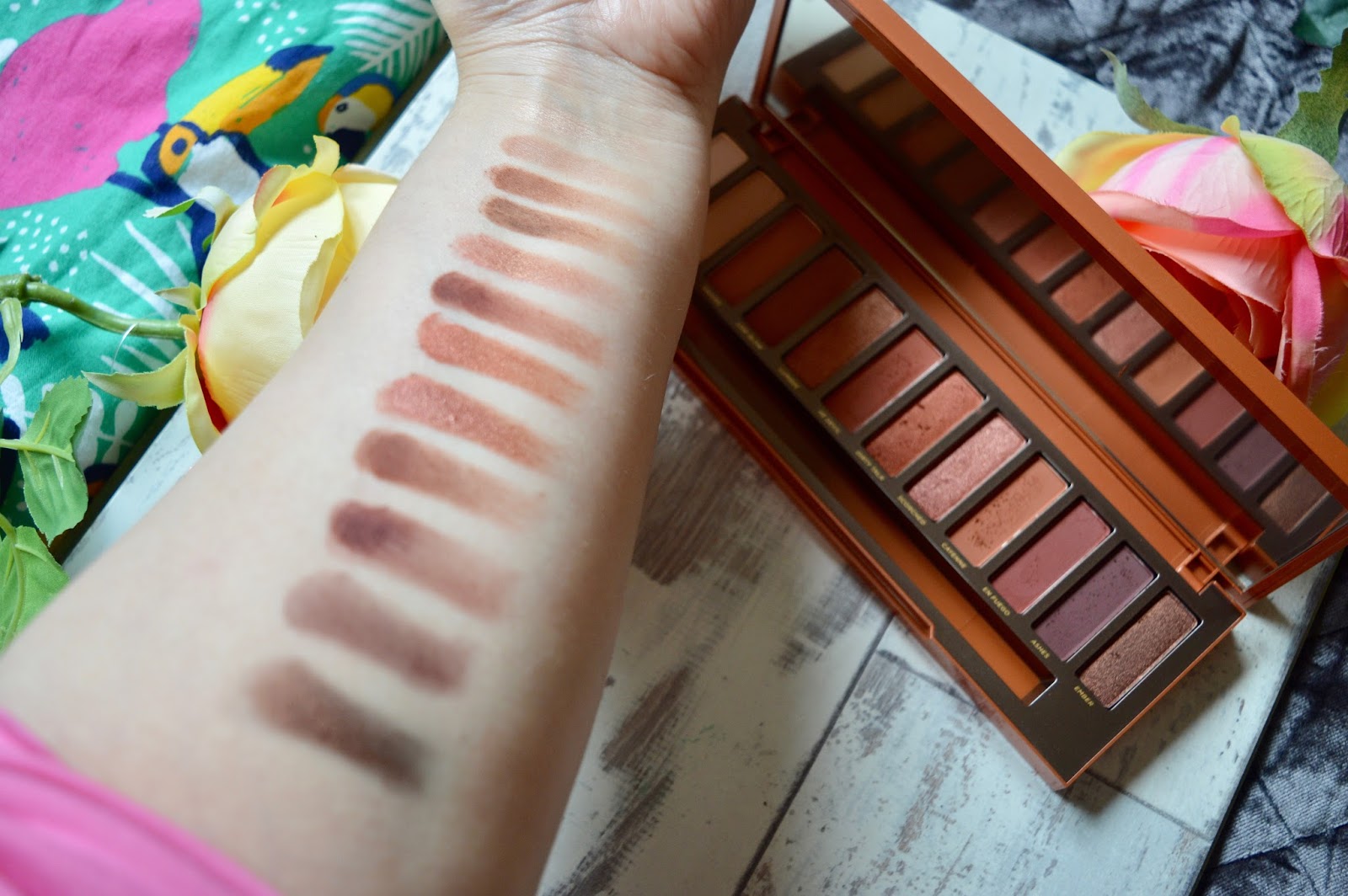 urban decay naked heat palette swatches