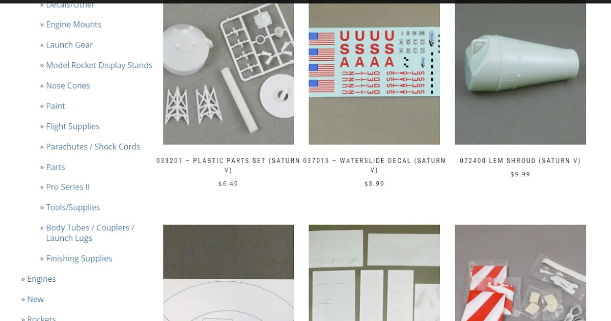 Model Rocket Building Estes Saturn V Parts