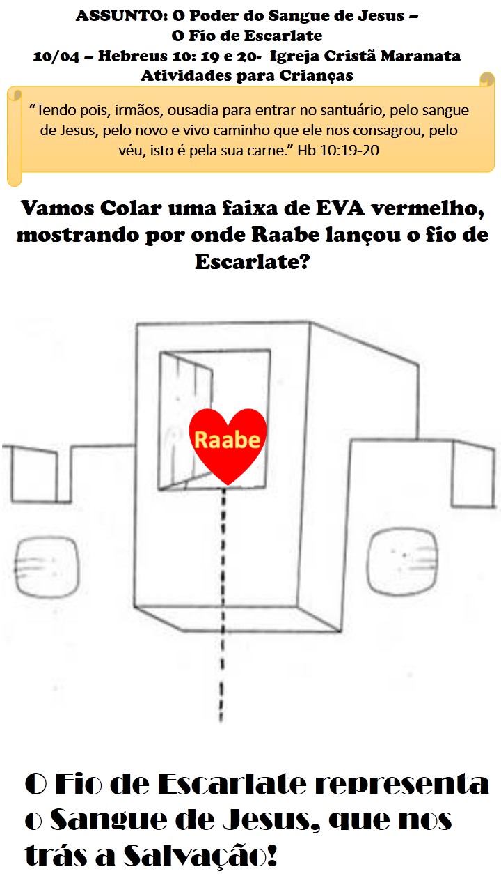 Servinhos Valentes Atividades para a aula de 10/04 O poder do Sangue de Jesus O fio de