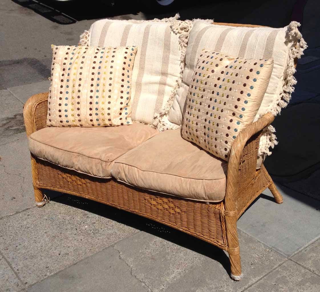 UHURU FURNITURE & COLLECTIBLES SOLD Wicker Settee with Down Filled