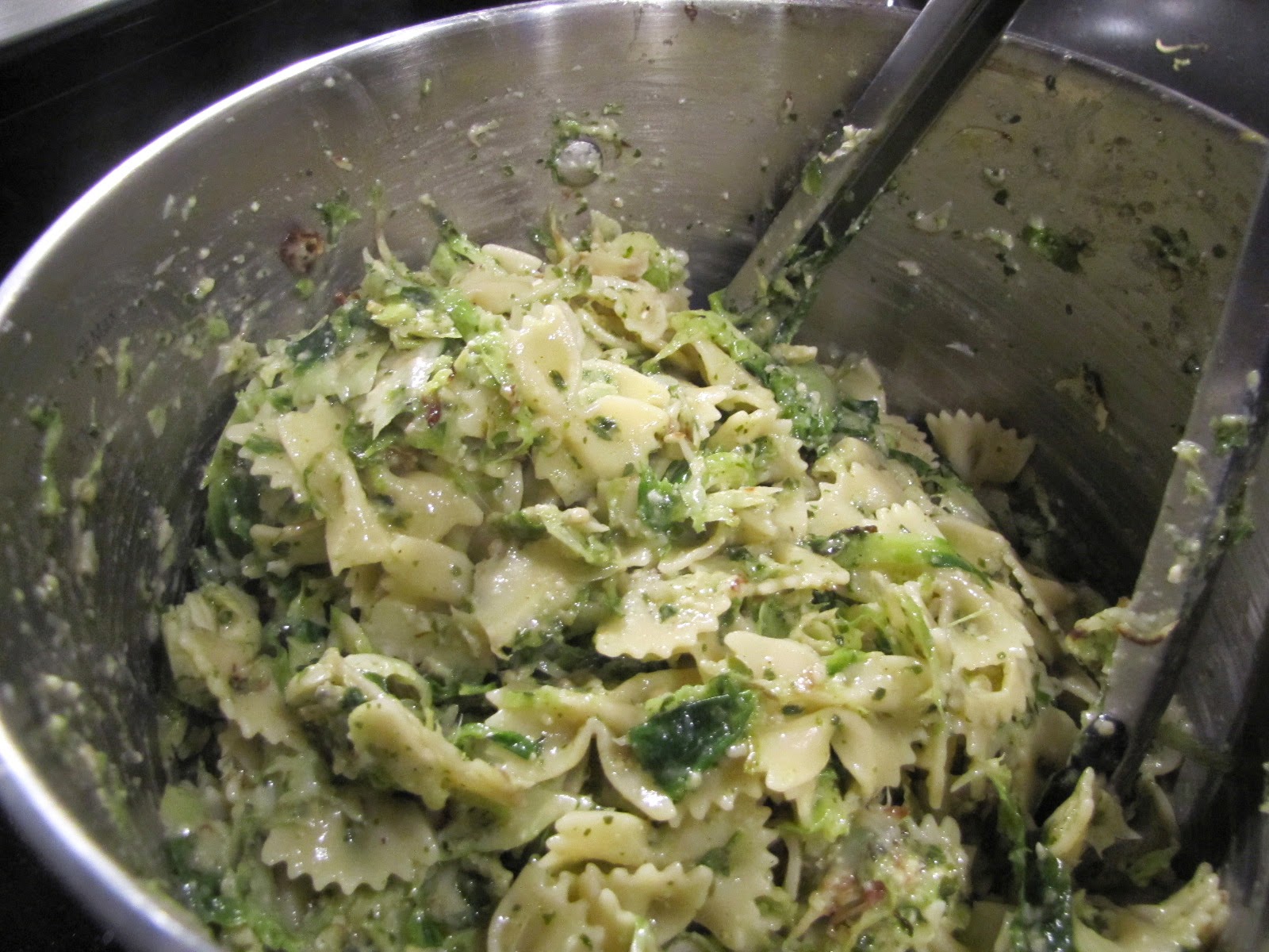 Katie Cooks Dinner BRUSSELS SPROUTS AND PESTO PASTA VIA SIRIOUSLY
