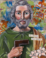 painting of St. Joseph, saint art, saint painting, folk icon