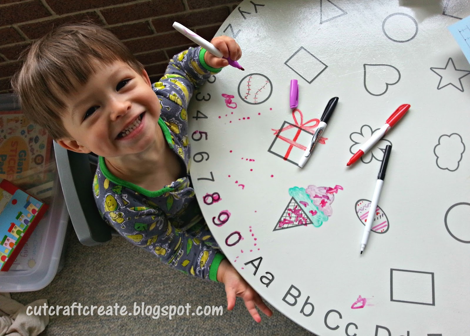 Cut, Craft, Create DIY Dry Erase Table [educational shapes, letters