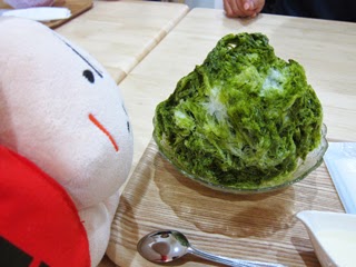 こだわりのかき氷に見とれる助太力くん こだわりのかき氷に見とれる助太力くんの写真