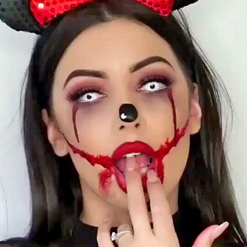 Maquillaje fácil para Halloween de Minnie Mouse siniestra