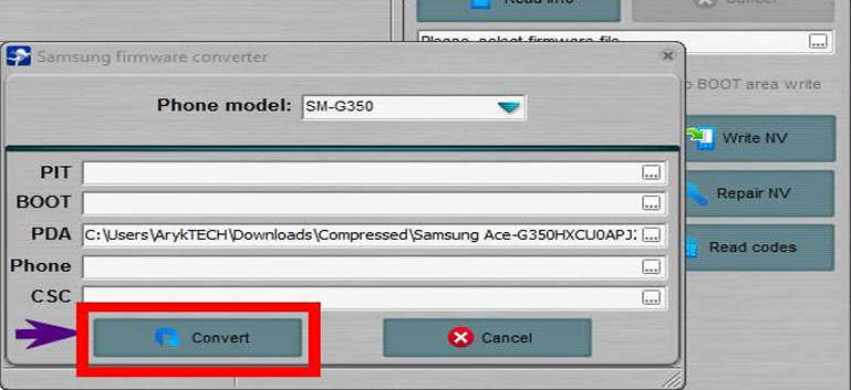 Convert Samsung Firmware to Octoplus Format -Choose Convert