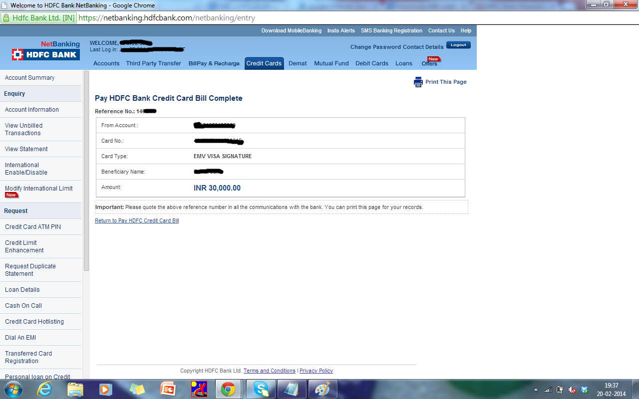 HDFC Bank Credit Card Bill Payment Online