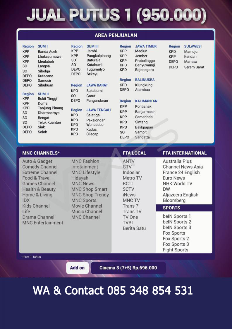 Pasang Mnc Vision Indovision 085 348 854 531 Harga Terbaru Mnc Vision Indovision Mamuju