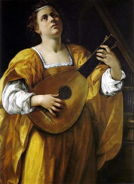Gentileschi Святая Цецилия играет на лютне