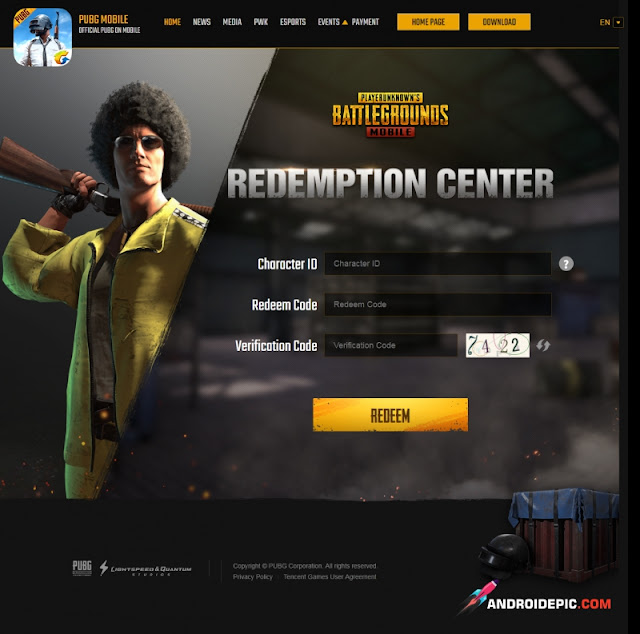 PUBG MOBILE OFFICIAL PUBG ON MOBILE Redeem Code Verification Gift Code Rede...