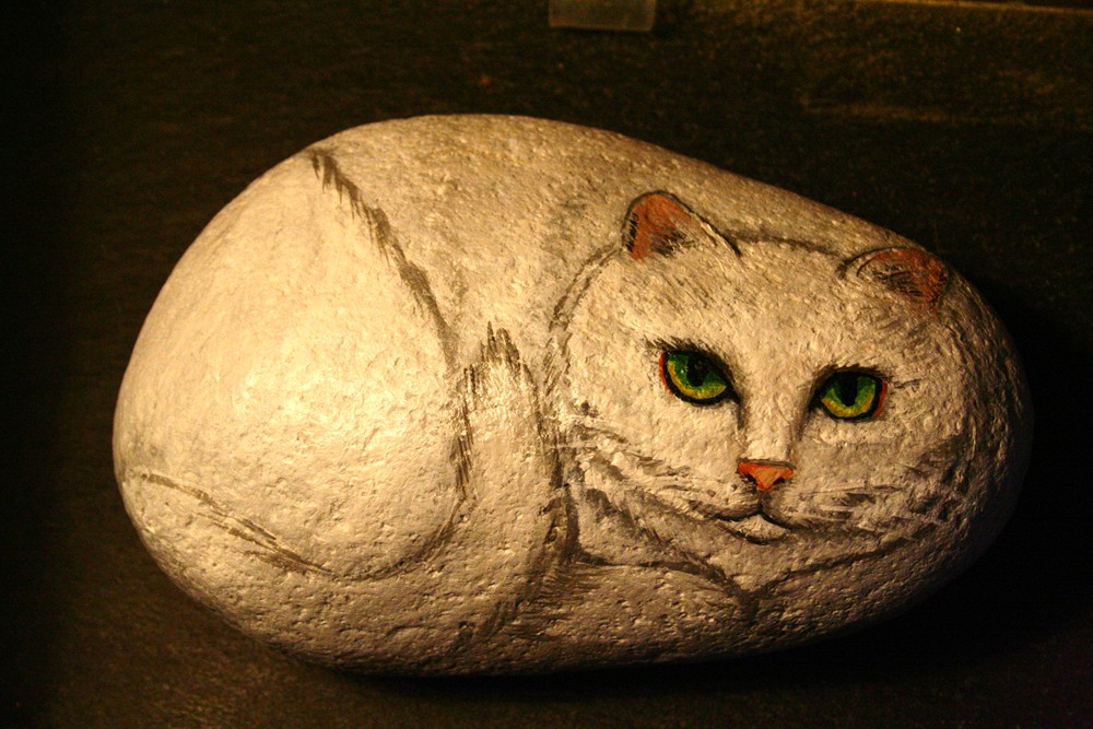 CJ's Art Painted cat rocks