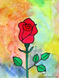 rose easy paint drawing painting paintings spring flower simple painted children pencil artwithchildren colourful theme background flowers