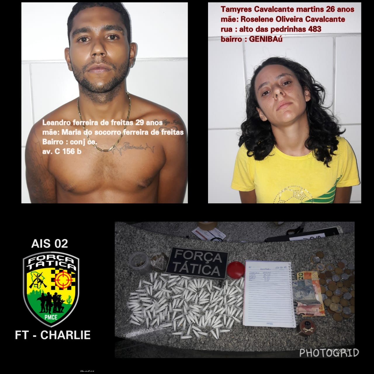 FORTALEZA. FORÇA TÁTICA APREENDE DROGAS E PRENDE CASAL DE TRAFICANTES.