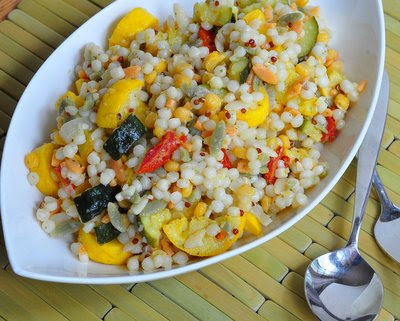 Israeli Couscous Salad with Yellow Squash & Sun-Dried Tomatoes