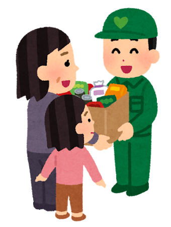 食品を提供するフードバンクのイラスト