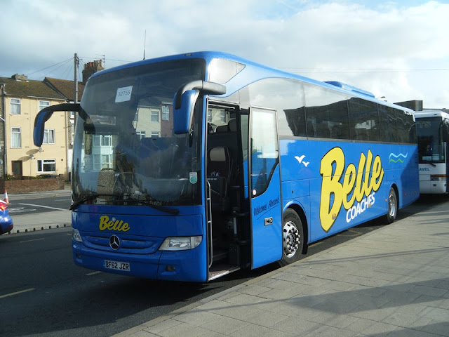 Belle Coaches' Mercedes Benz Tourismo BF62JZR on stand by duty at Lowestoft Station Belle Coaches' Mercedes Benz Tourismo BF62JZR on stand by duty at Lowestoft Station