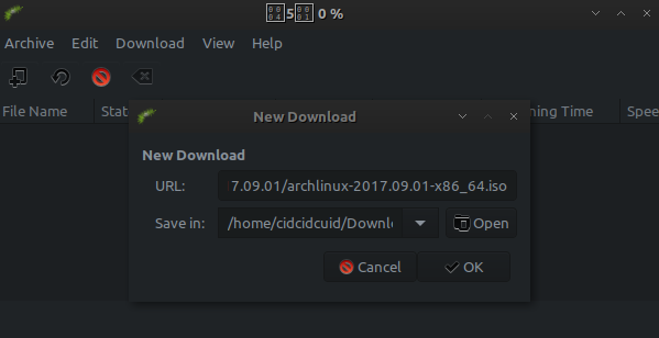 gwget - GUI for wget download manager in archlinux