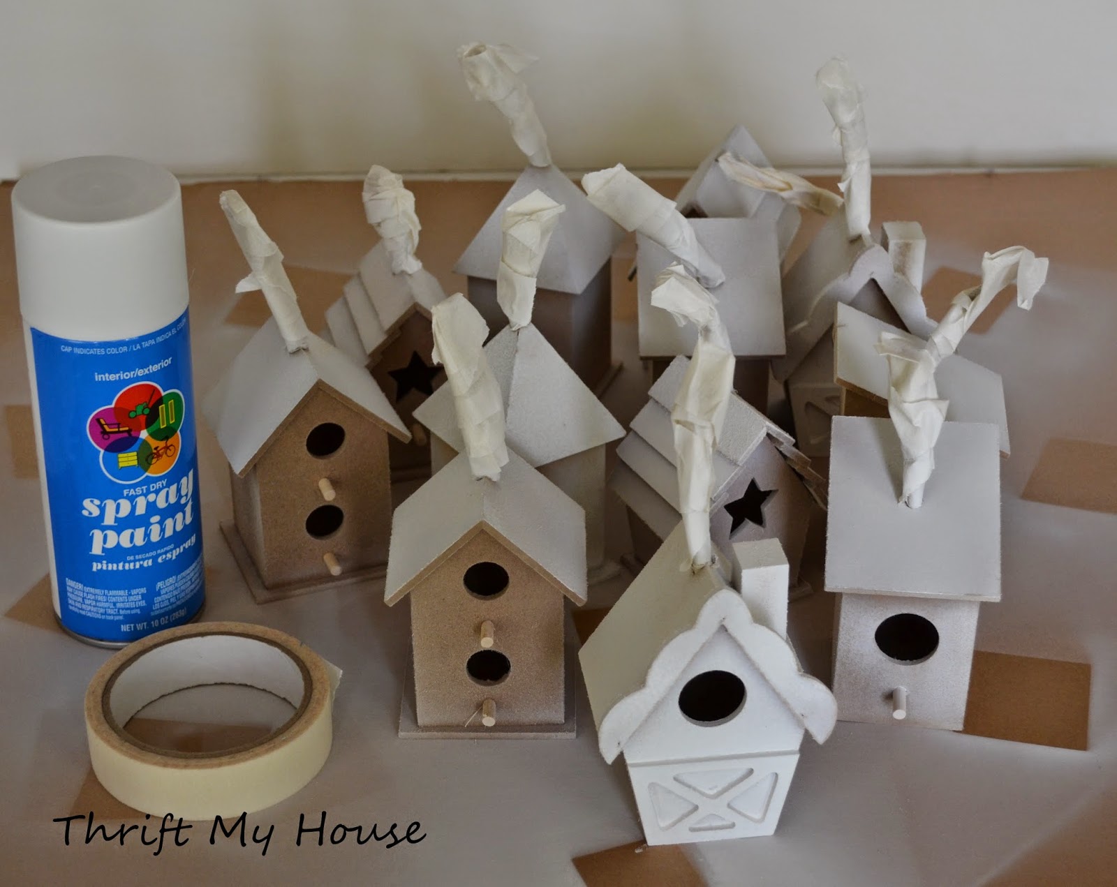 Thrift My House 4 Birdhouse Ornaments