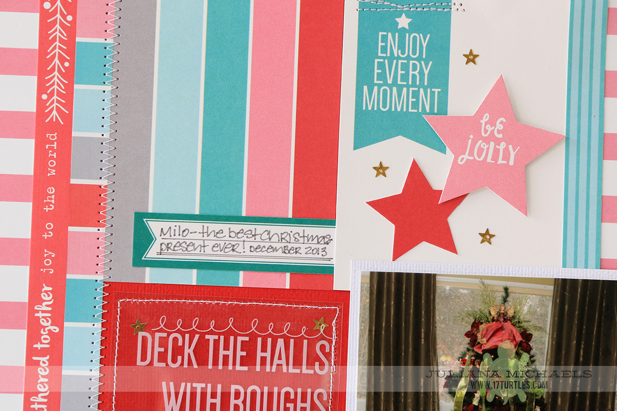 Christmas Scrapbook Page Ideas for Dogs by Juliana Michaels featuring Elle's Studio Good Cheer